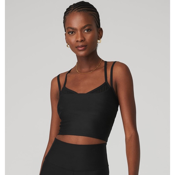 Alo Airlift Double Check Bra Tank- Black - Picture 1 of 5